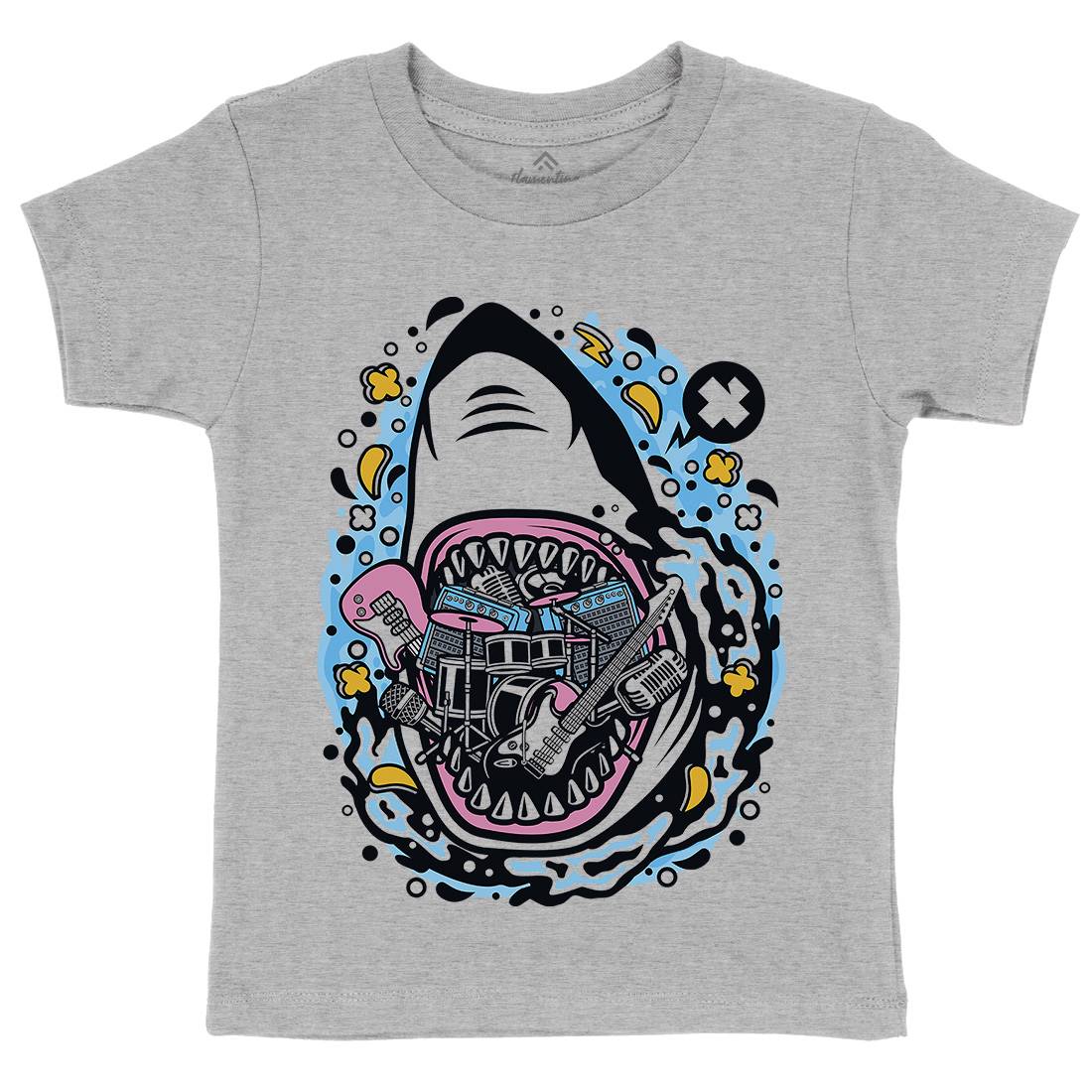 Shark Rock Kids Crew Neck T-Shirt Music C646