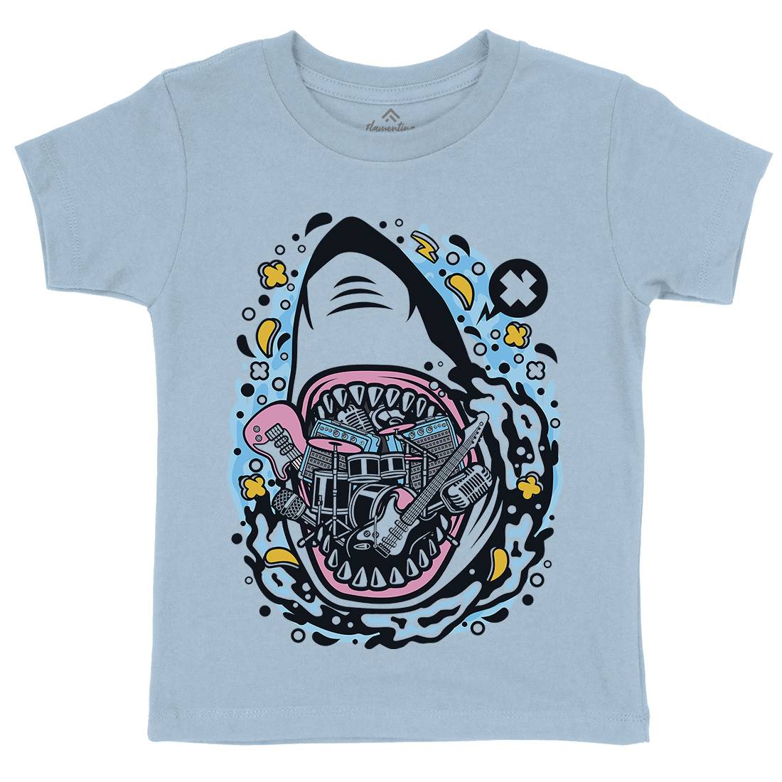 Shark Rock Kids Organic Crew Neck T-Shirt Music C646
