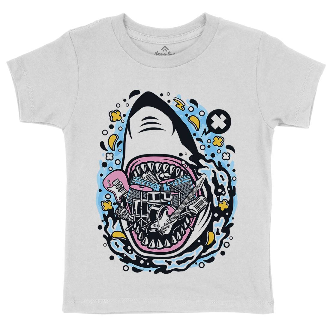 Shark Rock Kids Crew Neck T-Shirt Music C646