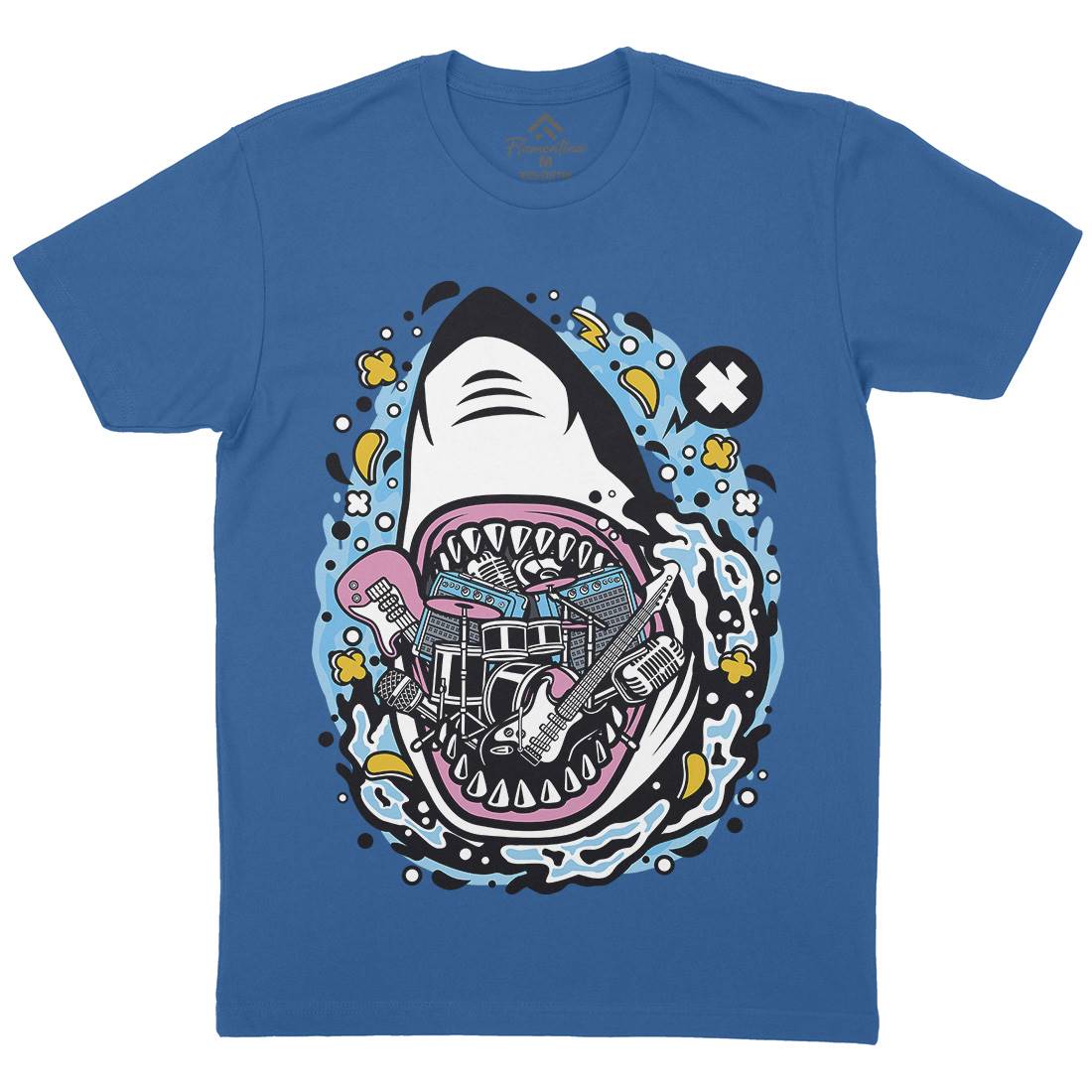 Shark Rock Mens Crew Neck T-Shirt Music C646