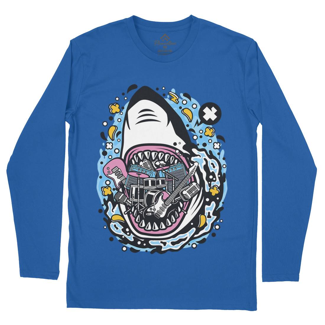 Shark Rock Mens Long Sleeve T-Shirt Music C646