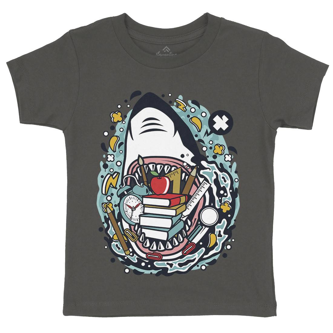 Shark School Kids Organic Crew Neck T-Shirt Work C647