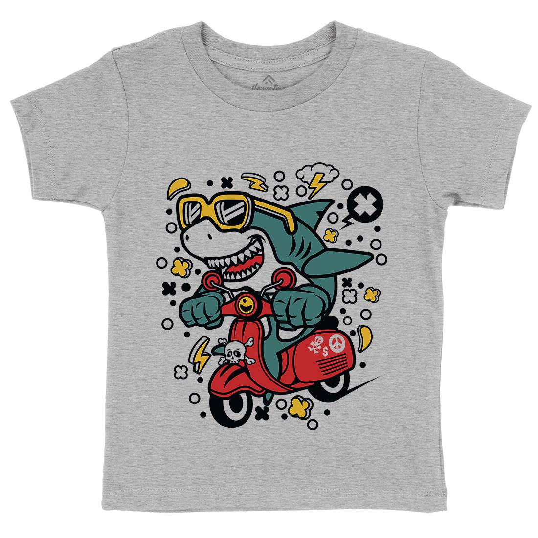 Shark Scooter Kids Crew Neck T-Shirt Motorcycles C648