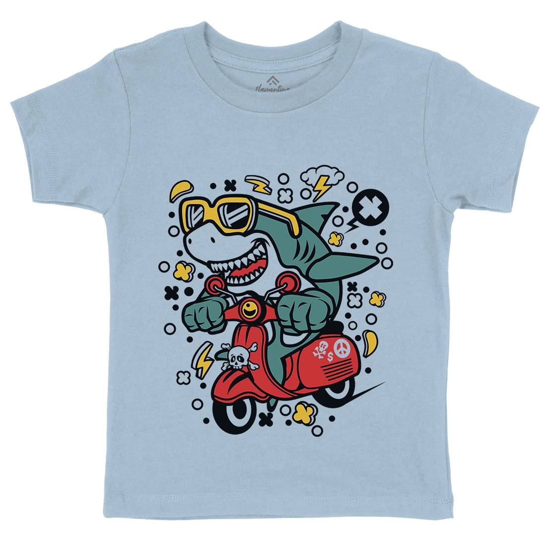 Shark Scooter Kids Crew Neck T-Shirt Motorcycles C648