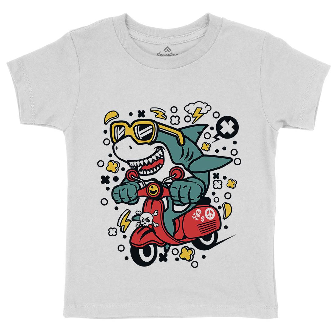 Shark Scooter Kids Organic Crew Neck T-Shirt Motorcycles C648
