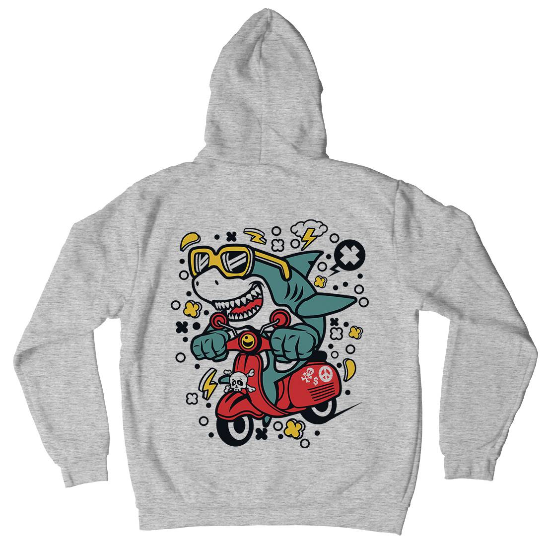 Shark Scooter Mens Hoodie With Pocket Motorcycles C648