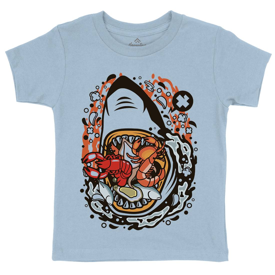 Shark Seafood Kids Crew Neck T-Shirt Food C649