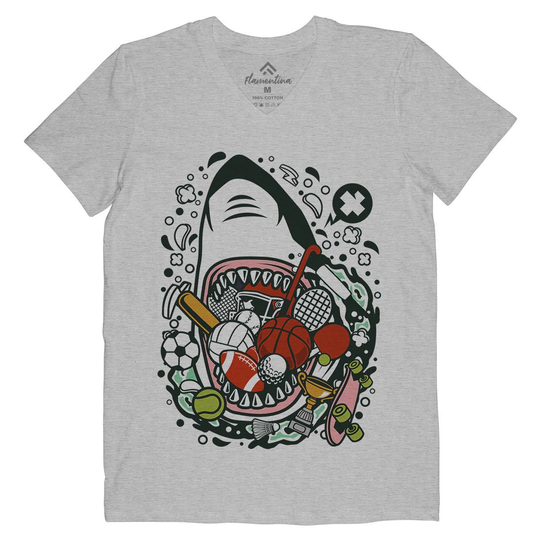 Shark Sport Mens Organic V-Neck T-Shirt Sport C650