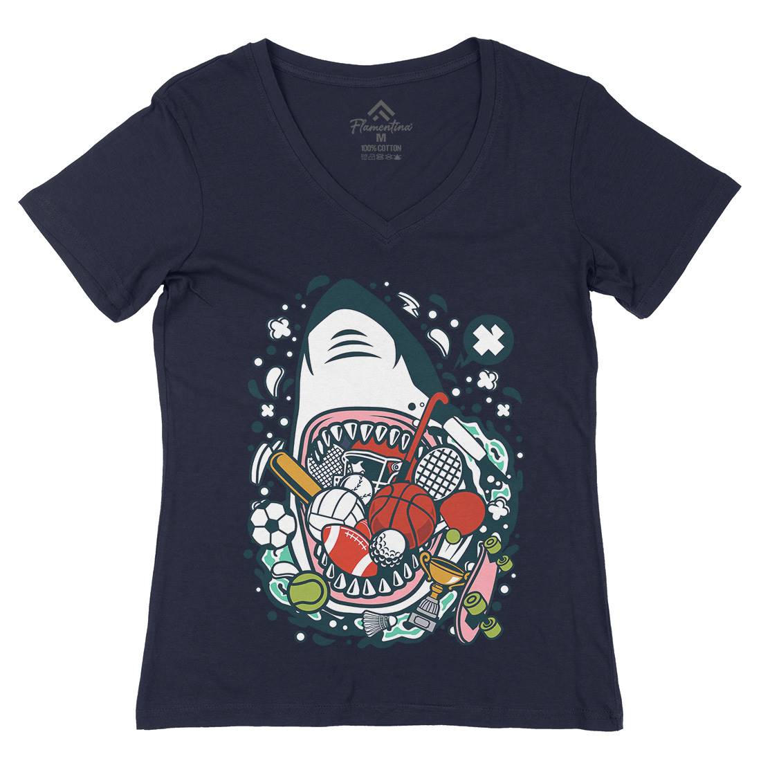 Shark Sport Womens Organic V-Neck T-Shirt Sport C650