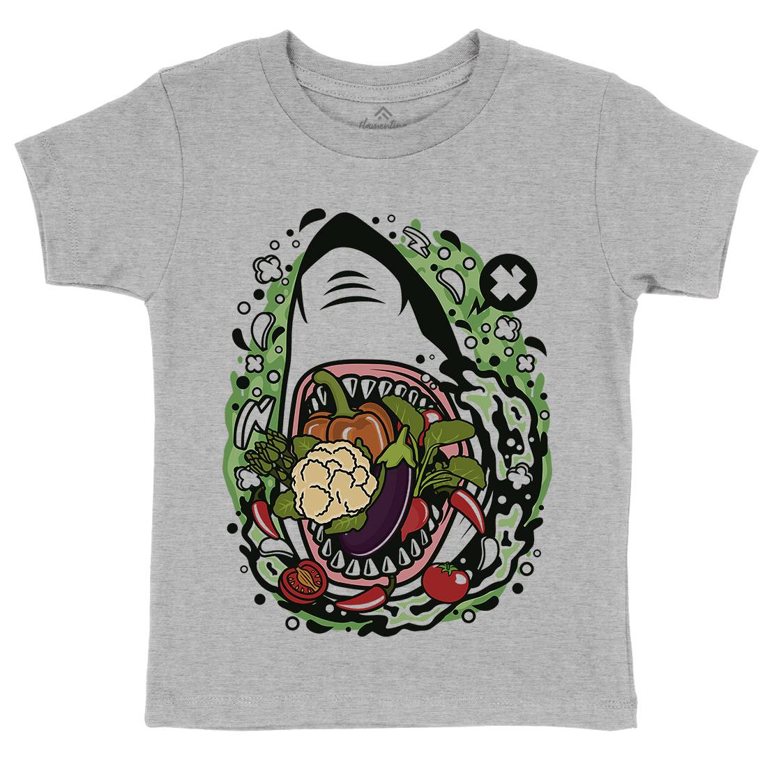 Shark Vegetable Kids Organic Crew Neck T-Shirt Food C651