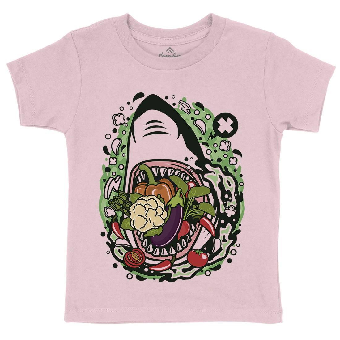 Shark Vegetable Kids Crew Neck T-Shirt Food C651