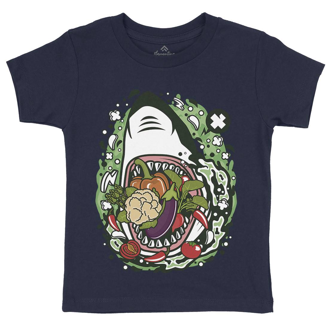 Shark Vegetable Kids Organic Crew Neck T-Shirt Food C651