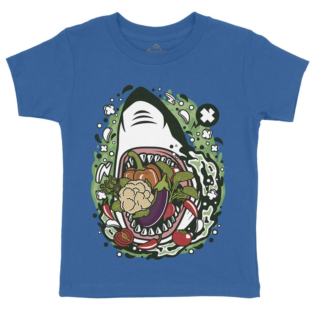 Shark Vegetable Kids Crew Neck T-Shirt Food C651