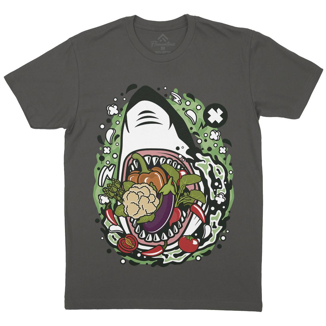 Shark Vegetable Mens Crew Neck T-Shirt Food C651