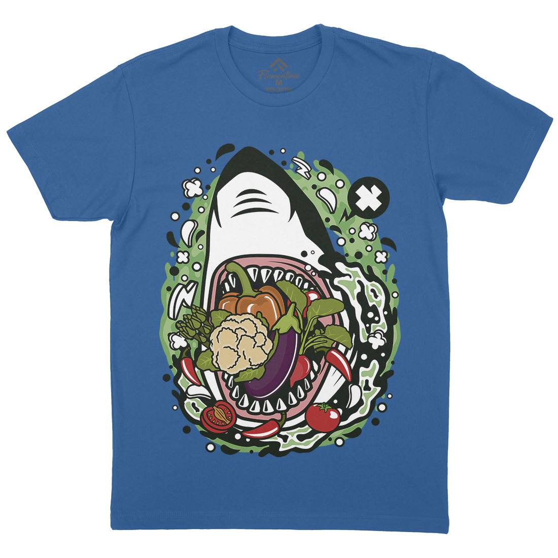 Shark Vegetable Mens Organic Crew Neck T-Shirt Food C651