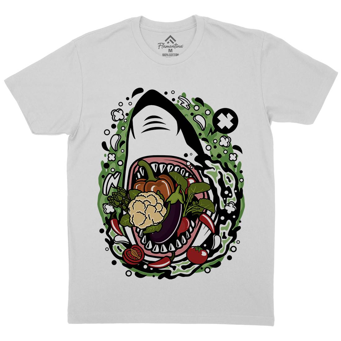 Shark Vegetable Mens Crew Neck T-Shirt Food C651