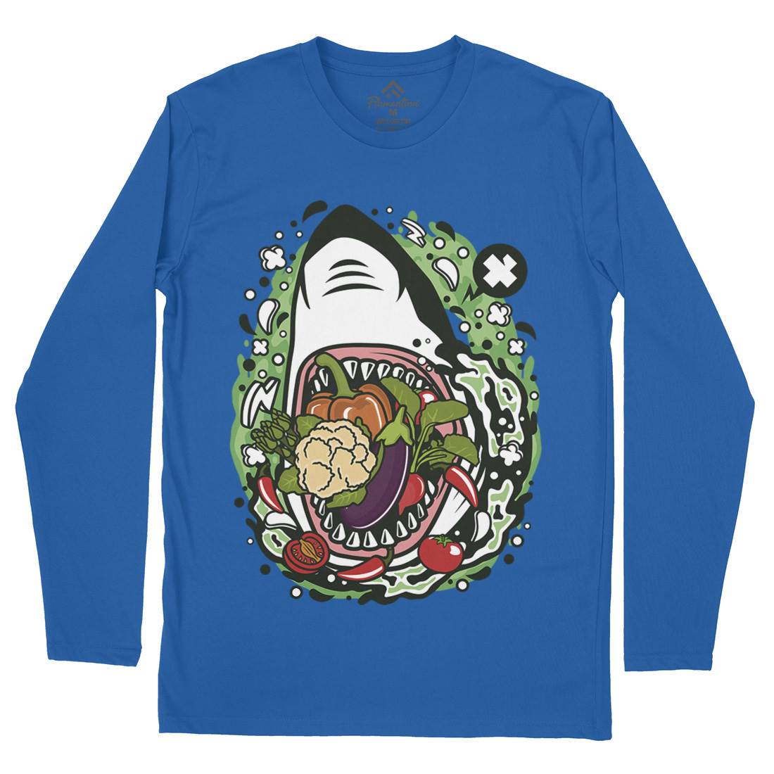 Shark Vegetable Mens Long Sleeve T-Shirt Food C651