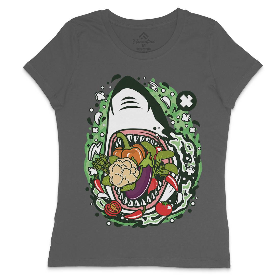 Shark Vegetable Womens Crew Neck T-Shirt Food C651