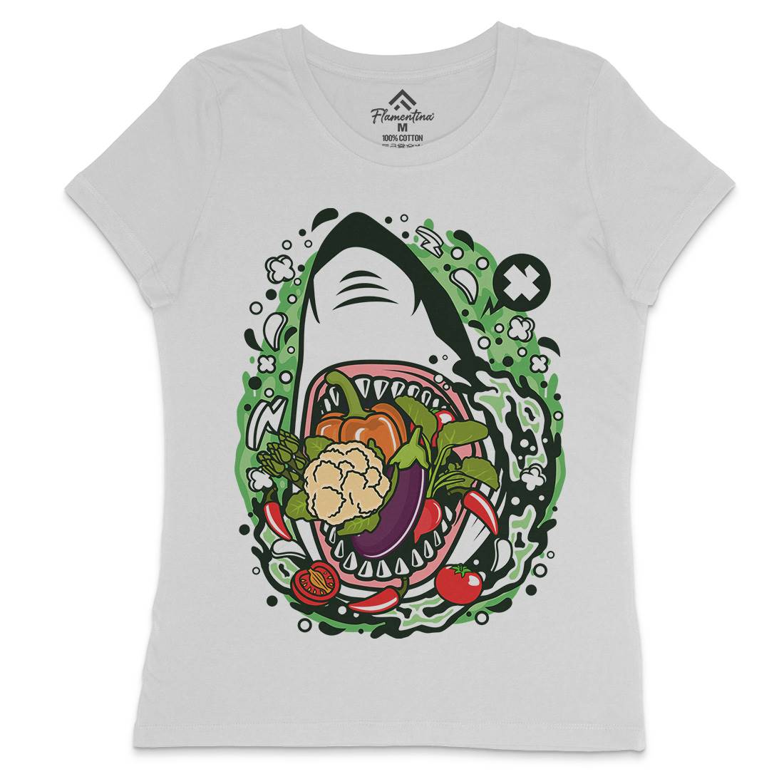 Shark Vegetable Womens Crew Neck T-Shirt Food C651