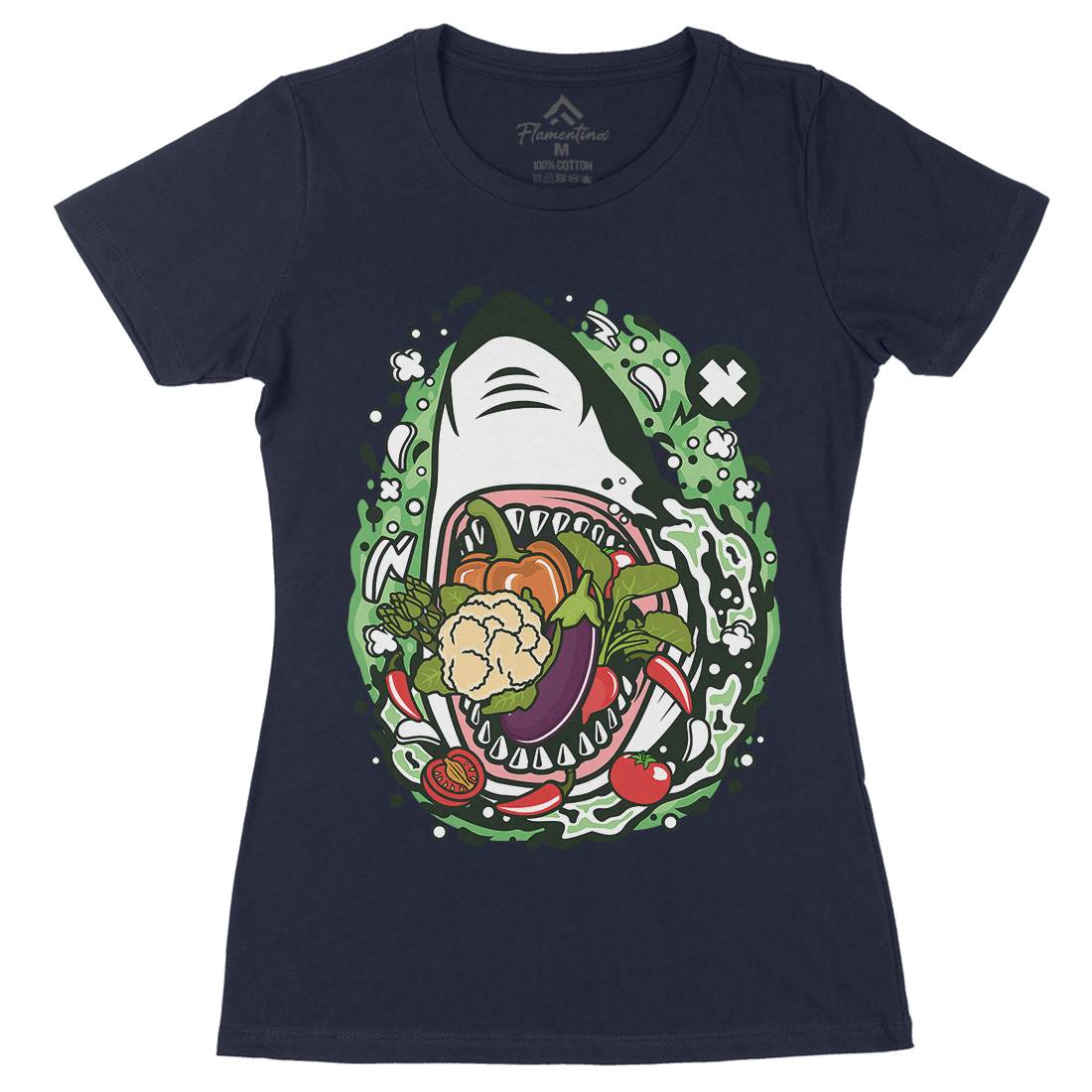 Shark Vegetable Womens Organic Crew Neck T-Shirt Food C651