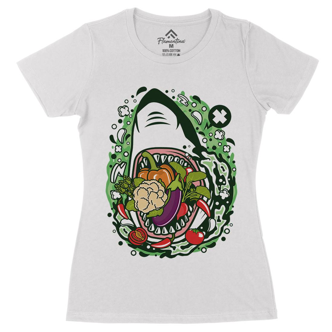 Shark Vegetable Womens Organic Crew Neck T-Shirt Food C651