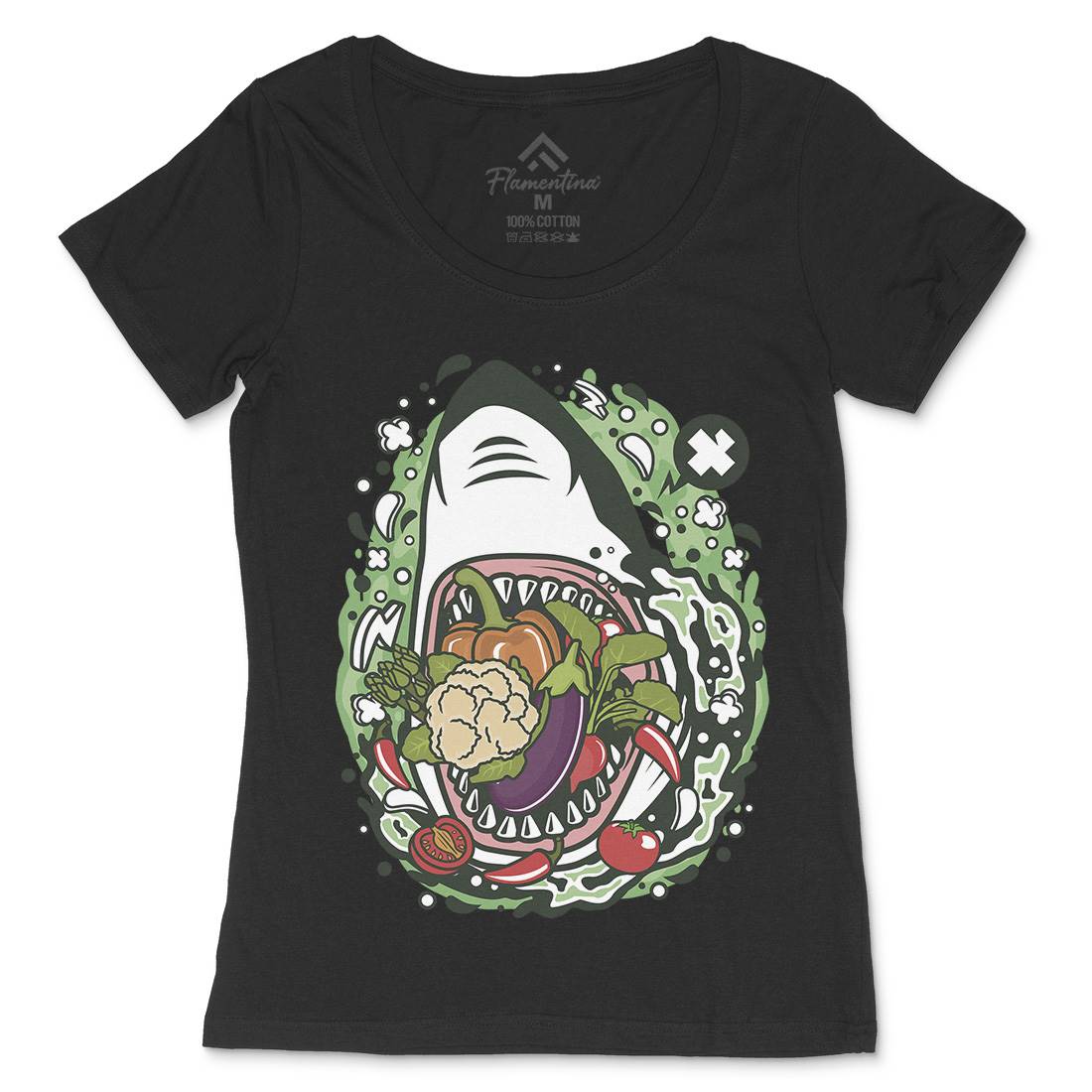 Shark Vegetable Womens Scoop Neck T-Shirt Food C651