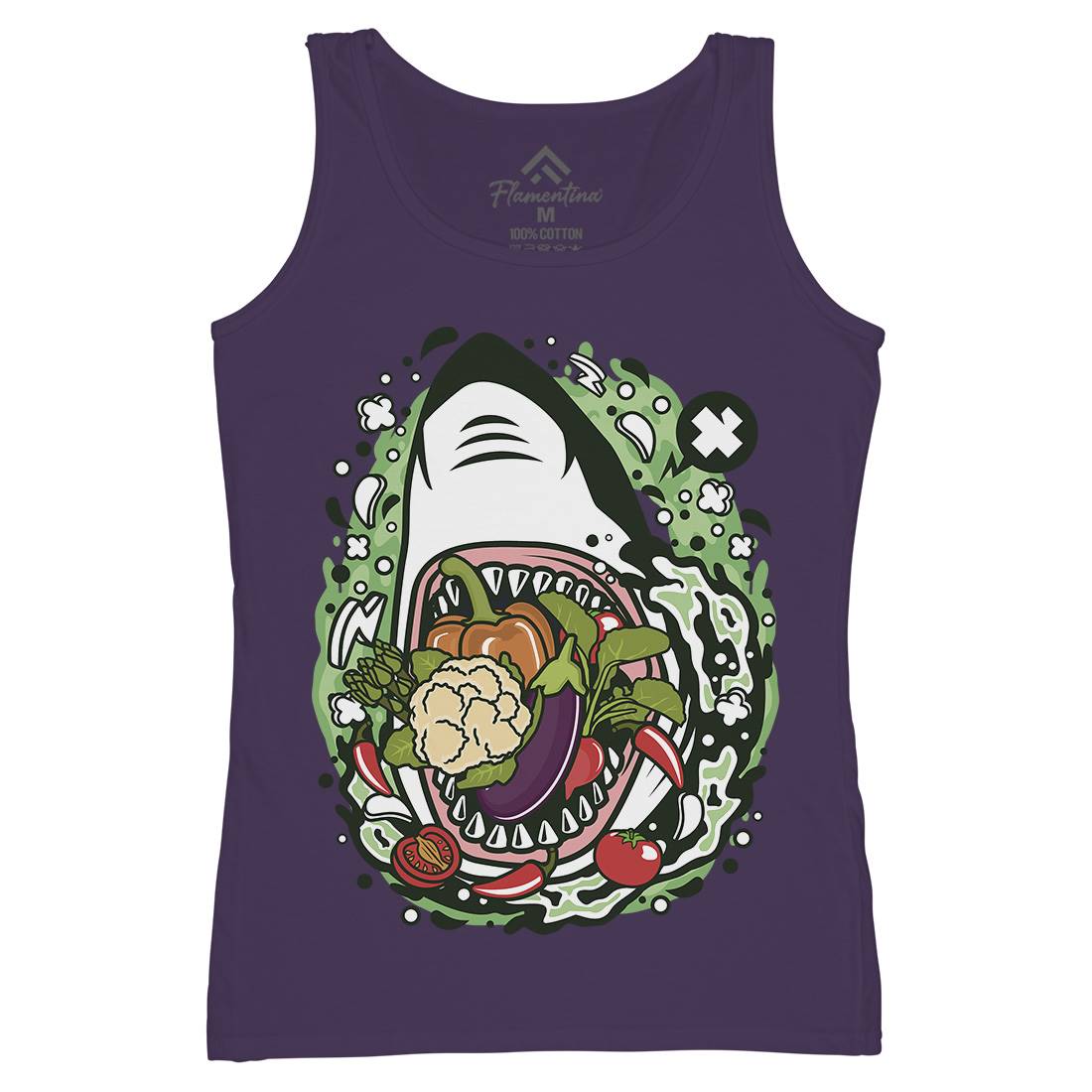 Shark Vegetable Womens Organic Tank Top Vest Food C651