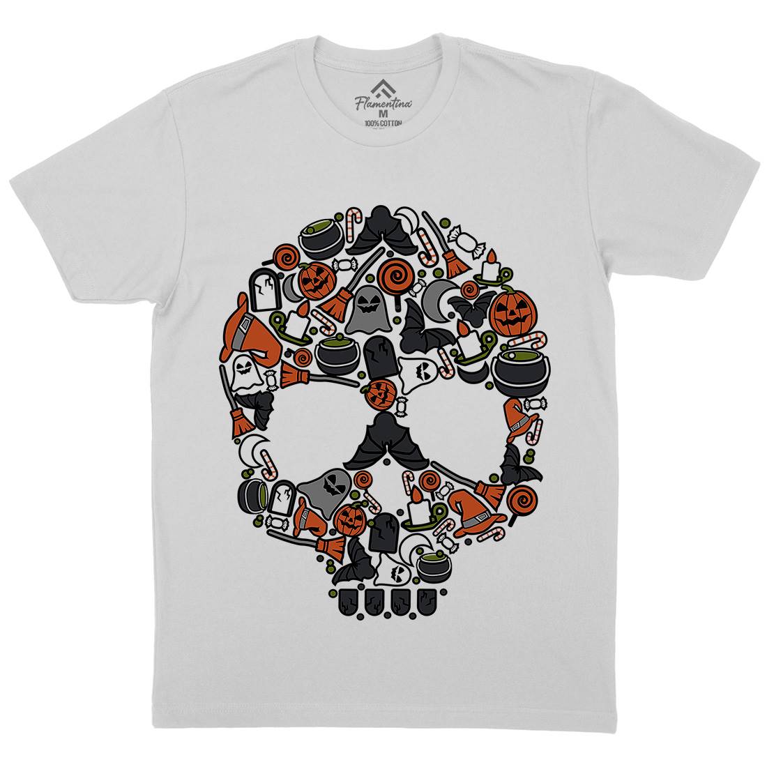 Skull Mens Crew Neck T-Shirt Halloween C653