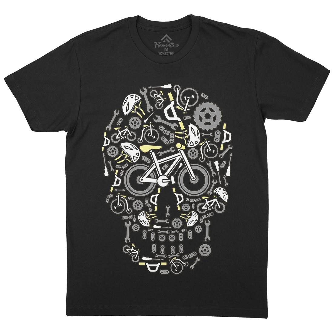 Skull Bike Mens Organic Crew Neck T-Shirt Bikes C654