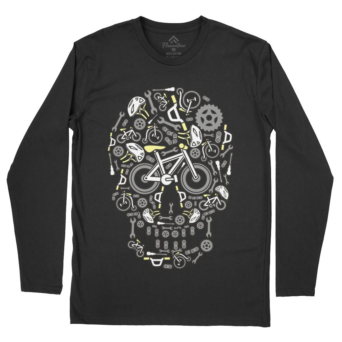 Skull Bike Mens Long Sleeve T-Shirt Bikes C654