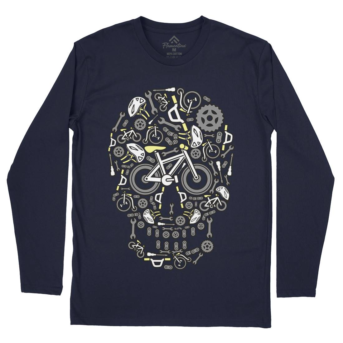 Skull Bike Mens Long Sleeve T-Shirt Bikes C654