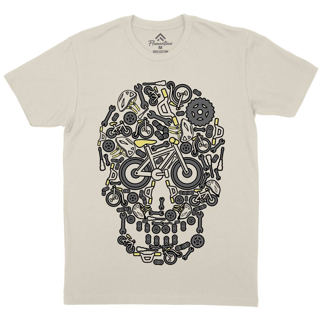 Skull Bike Mens Organic Crew Neck T-Shirt Bikes C654