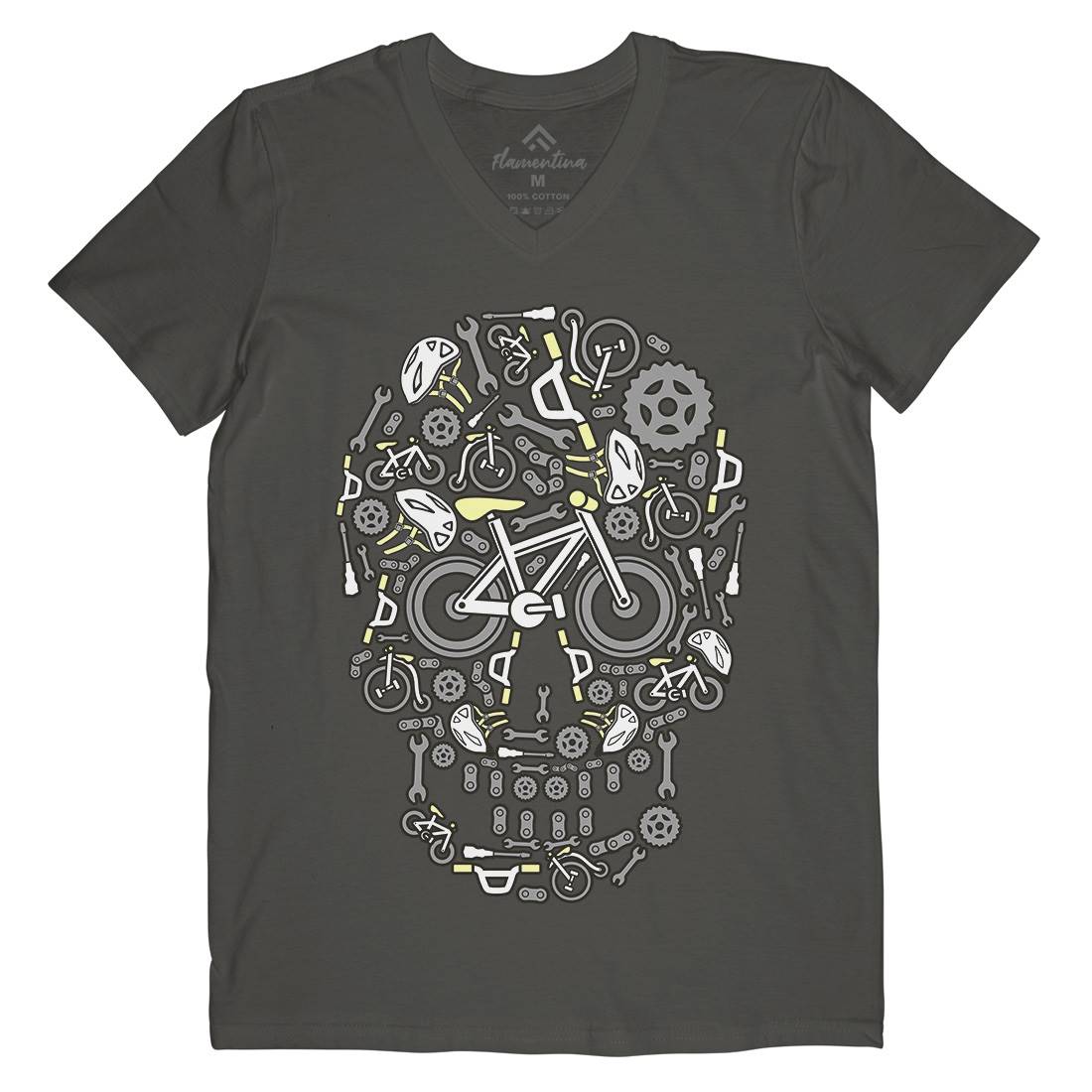 Skull Bike Mens V-Neck T-Shirt Bikes C654