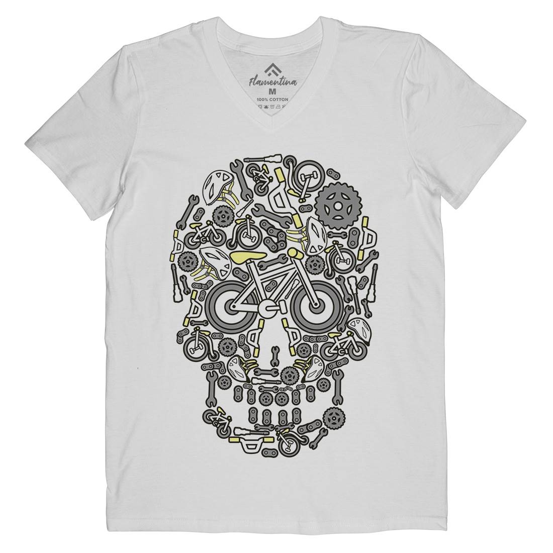 Skull Bike Mens V-Neck T-Shirt Bikes C654
