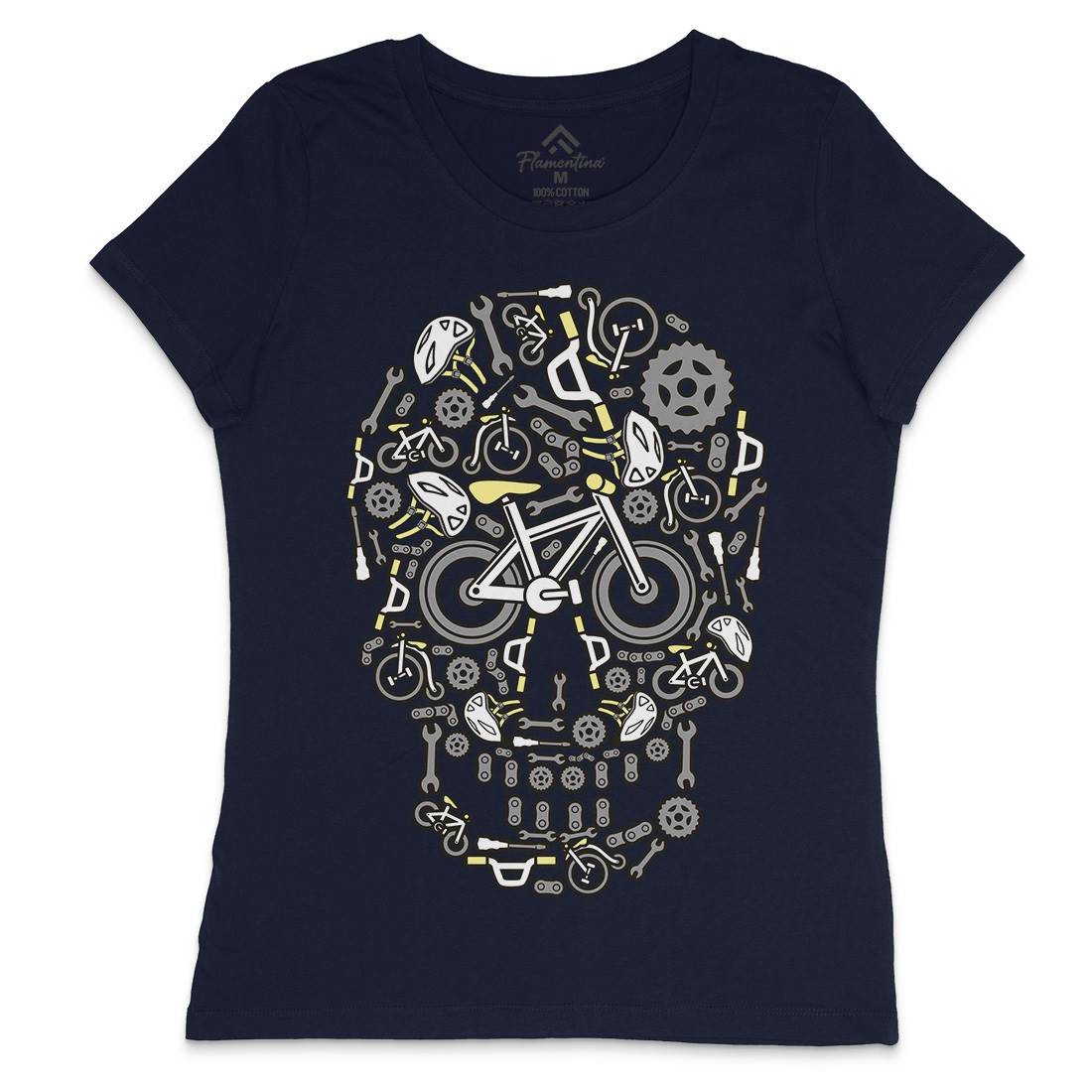 Skull Bike Womens Crew Neck T-Shirt Bikes C654