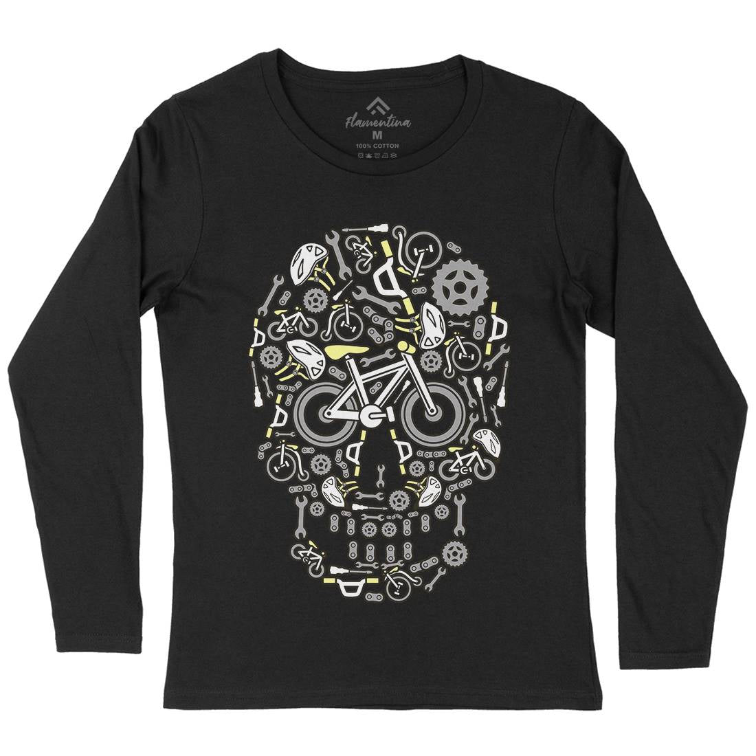 Skull Bike Womens Long Sleeve T-Shirt Bikes C654