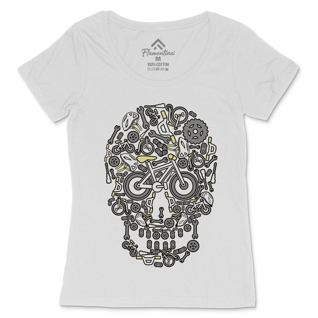 Skull Bike Womens Scoop Neck T-Shirt Bikes C654