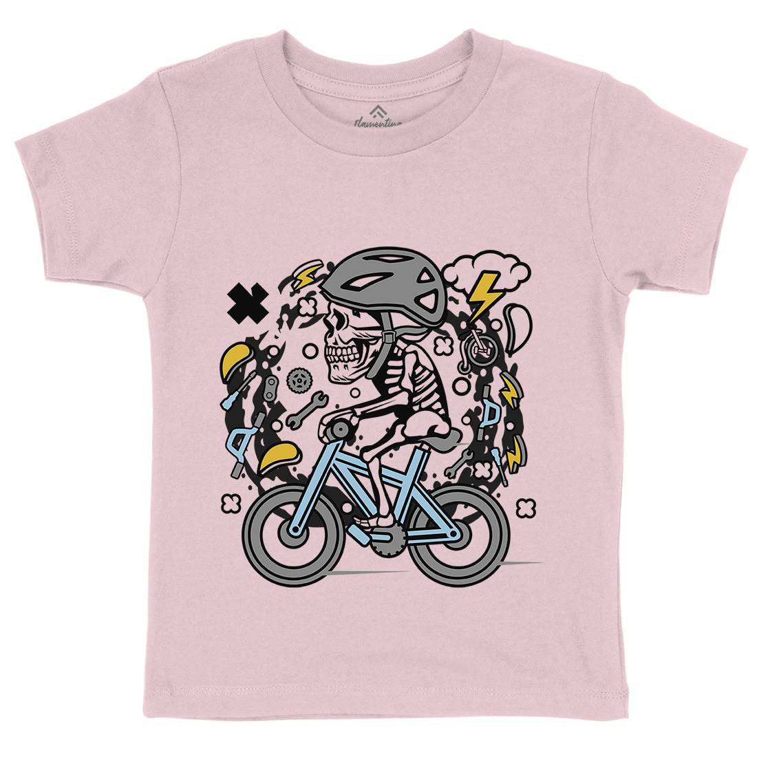 Skull Biker Kids Crew Neck T-Shirt Bikes C655