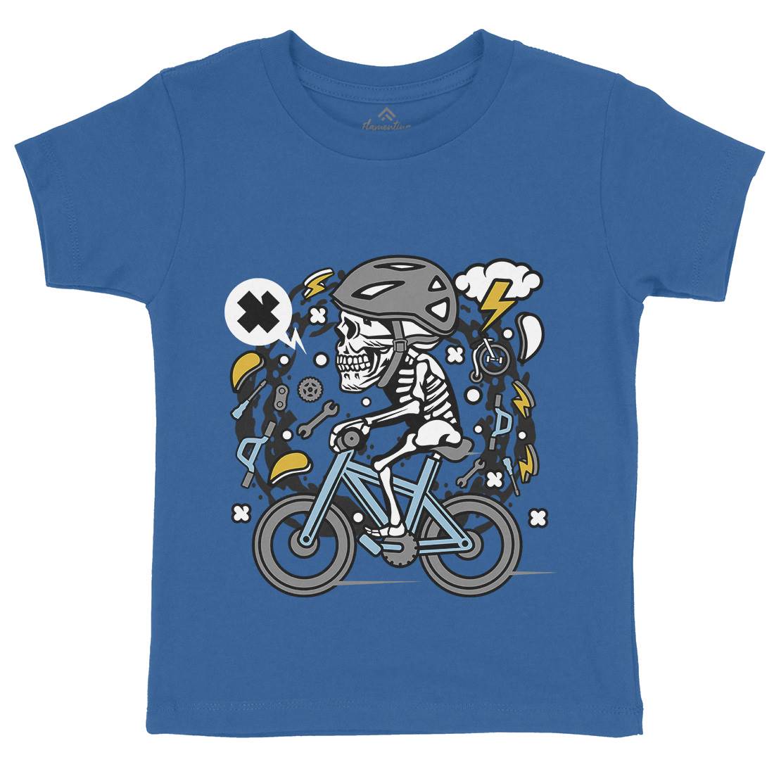 Skull Biker Kids Crew Neck T-Shirt Bikes C655