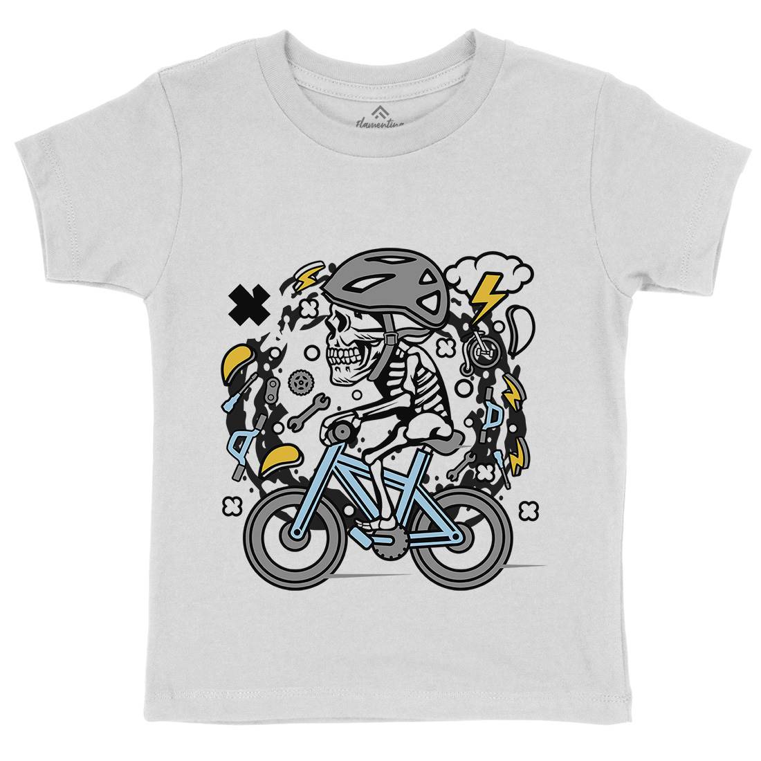 Skull Biker Kids Organic Crew Neck T-Shirt Bikes C655