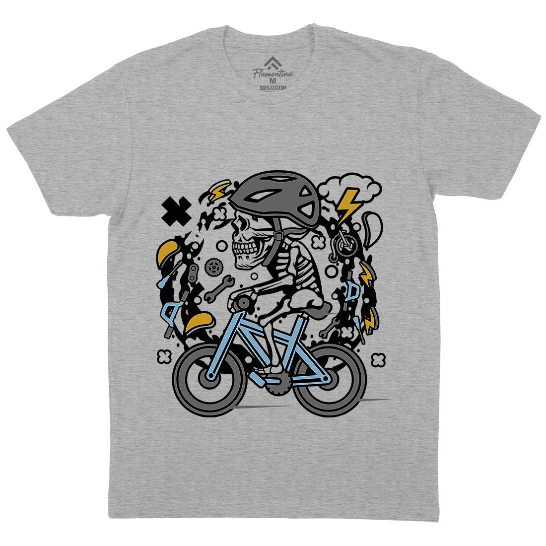 Skull Biker Mens Crew Neck T-Shirt Bikes C655