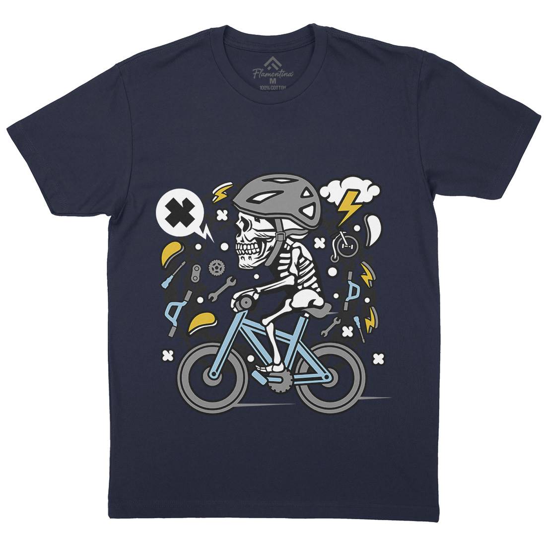 Skull Biker Mens Crew Neck T-Shirt Bikes C655