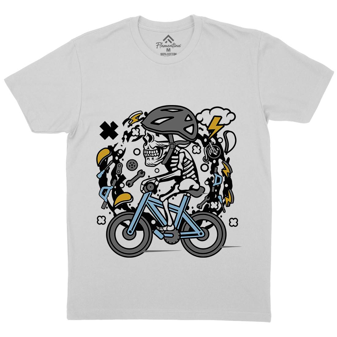 Skull Biker Mens Crew Neck T-Shirt Bikes C655