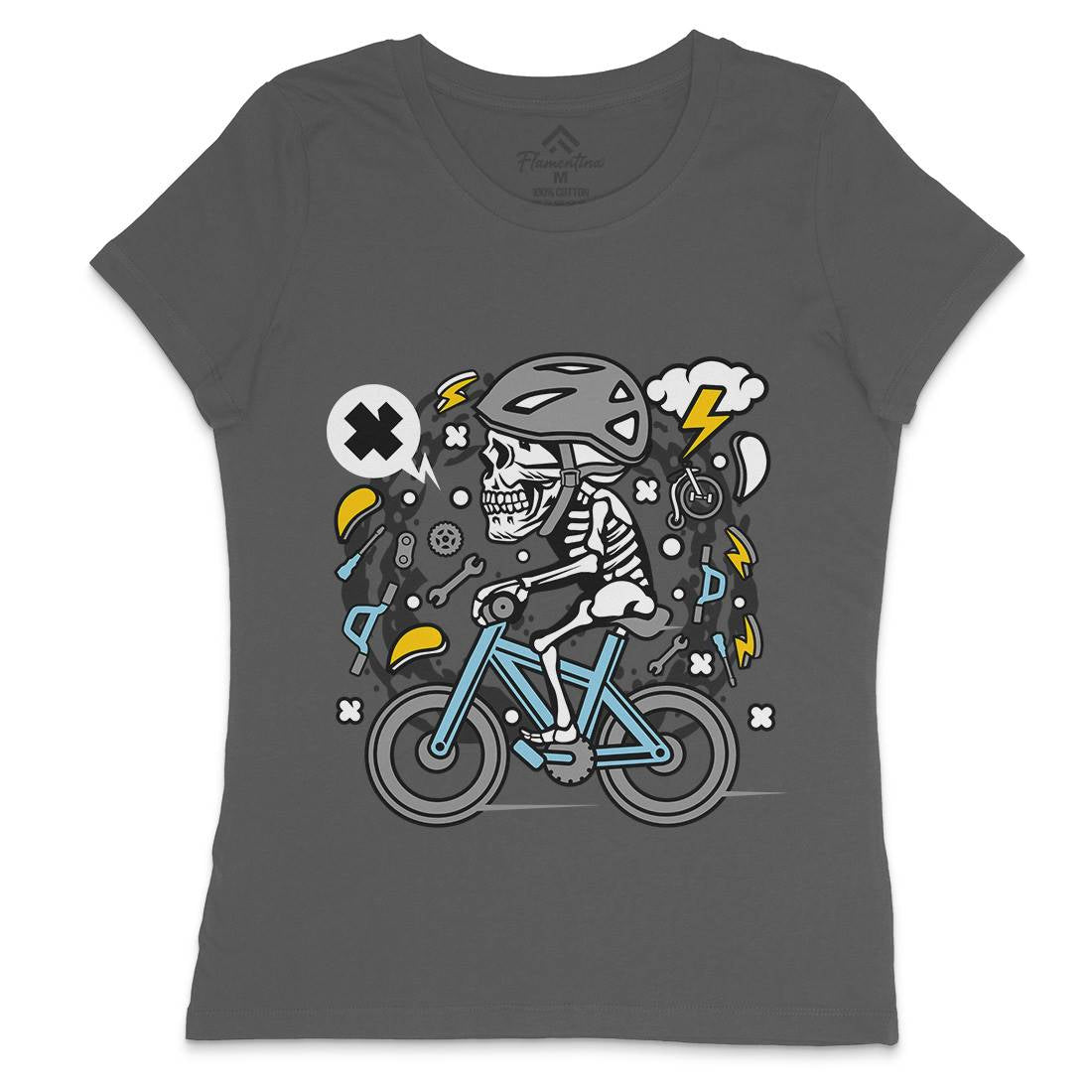 Skull Biker Womens Crew Neck T-Shirt Bikes C655
