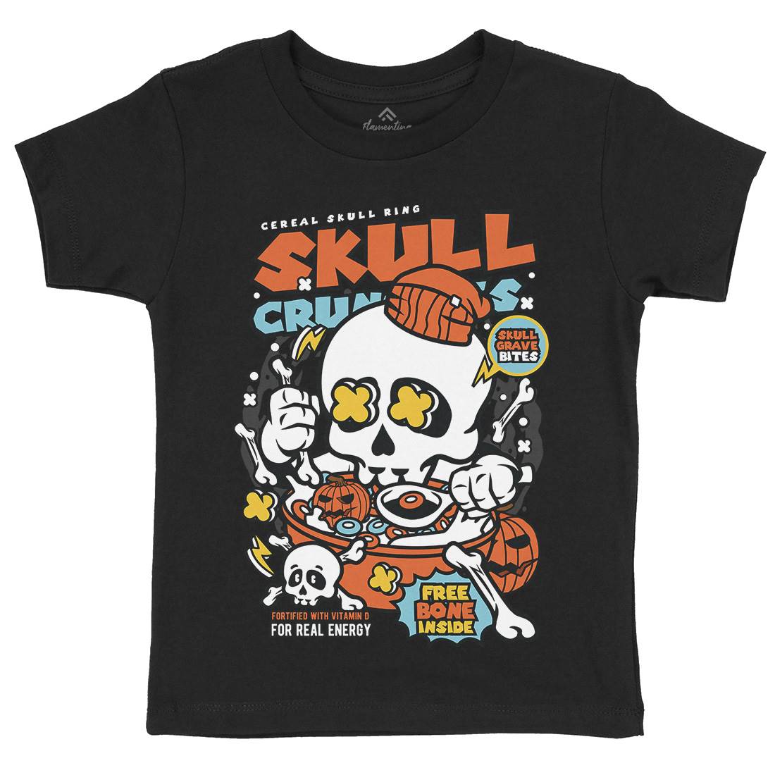 Skull Crunchies Kids Organic Crew Neck T-Shirt Food C656