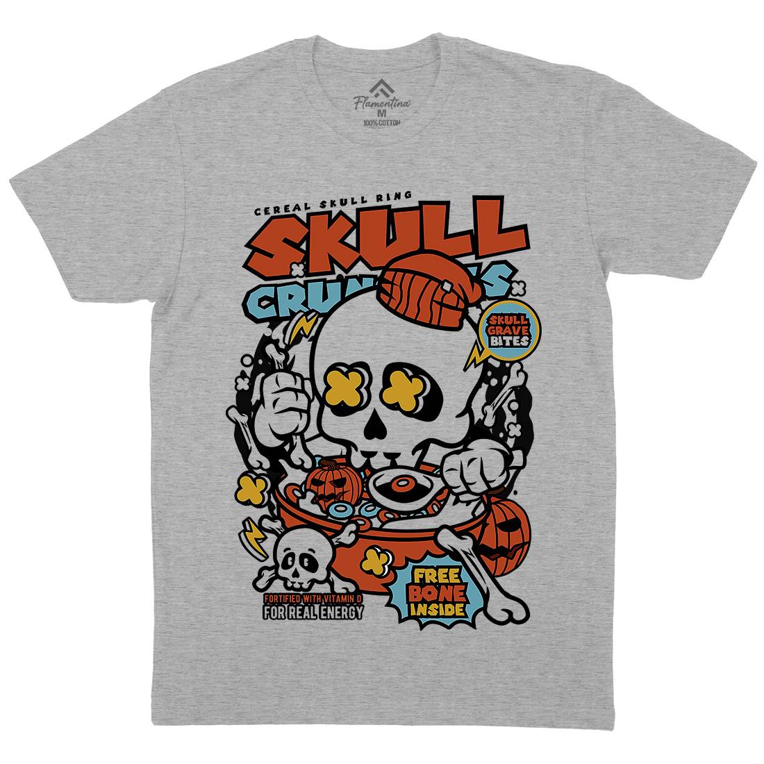 Skull Crunchies Mens Organic Crew Neck T-Shirt Food C656