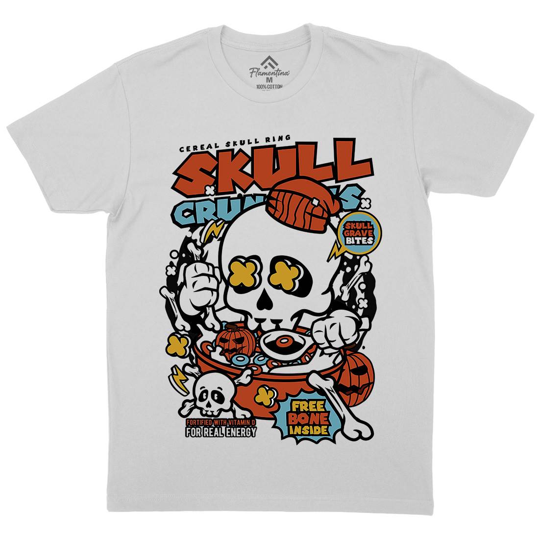 Skull Crunchies Mens Crew Neck T-Shirt Food C656