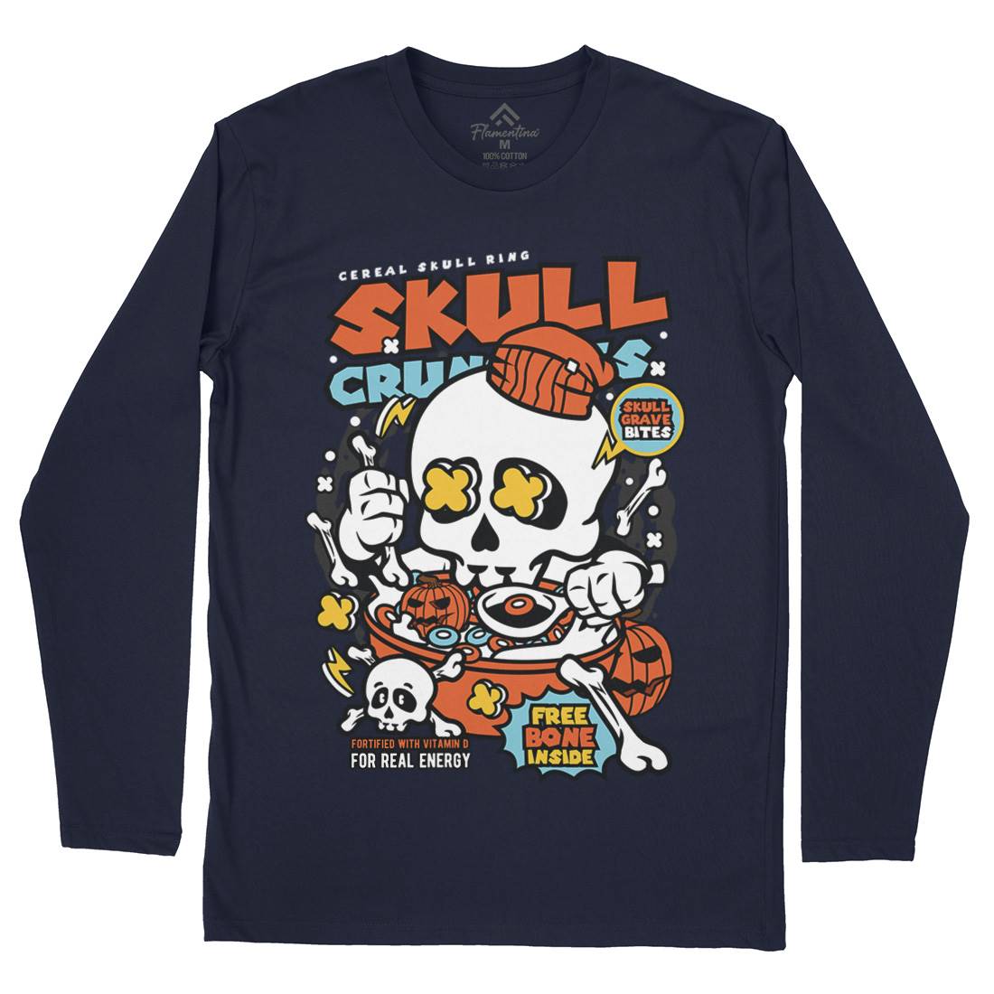 Skull Crunchies Mens Long Sleeve T-Shirt Food C656