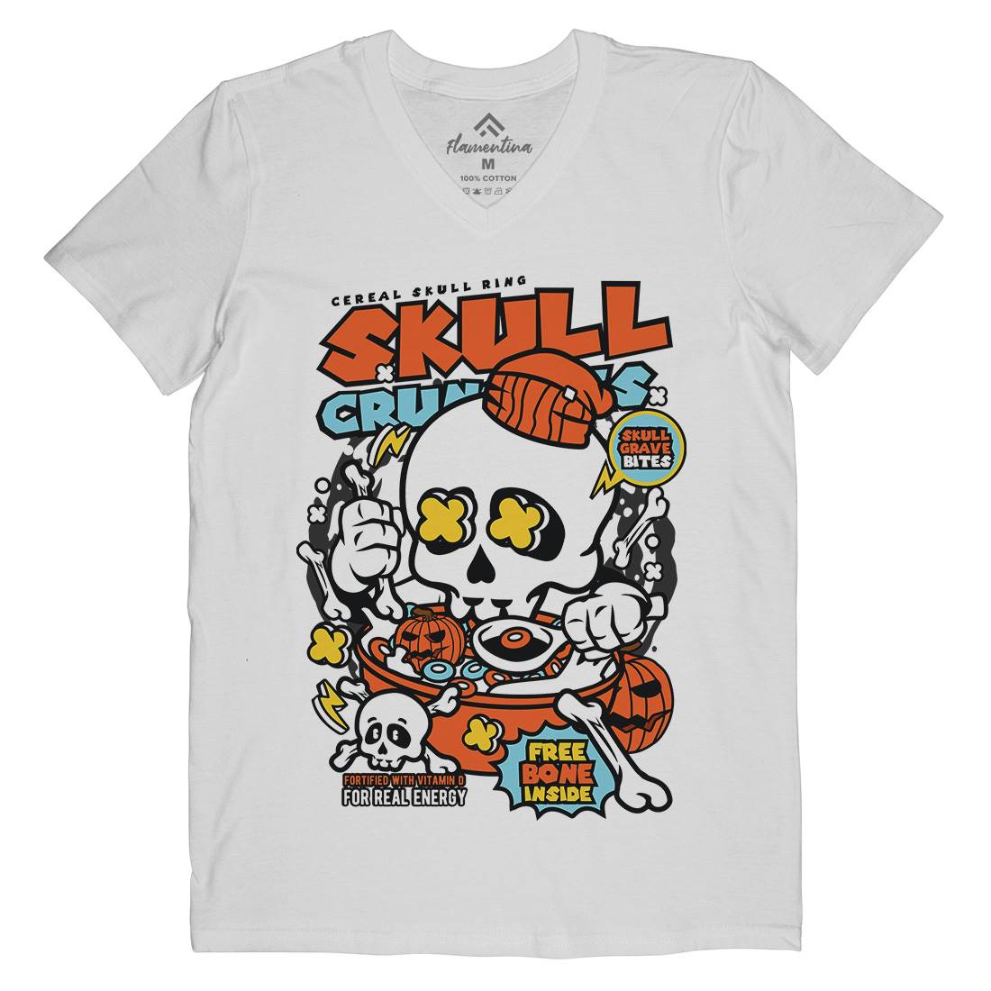 Skull Crunchies Mens V-Neck T-Shirt Food C656