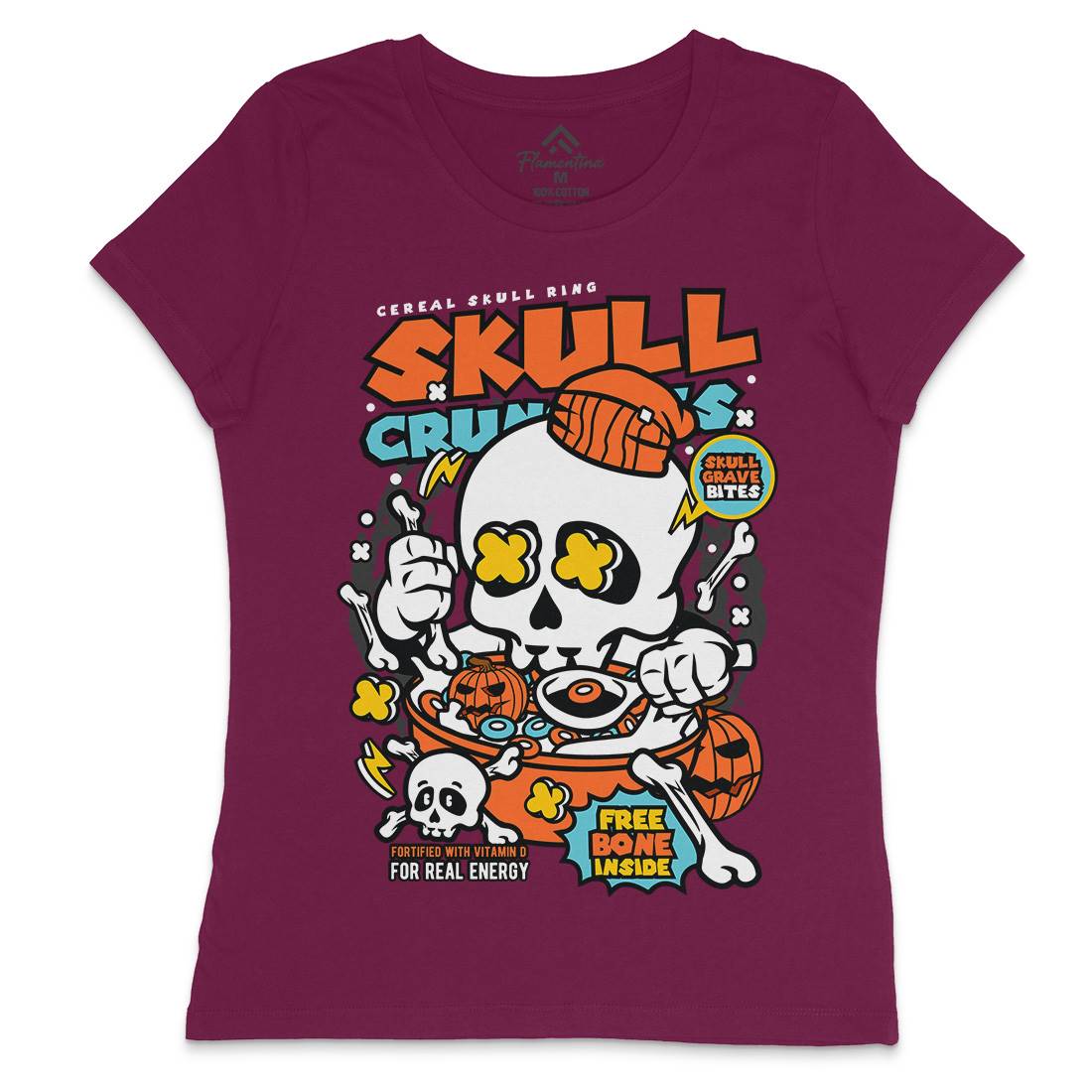 Skull Crunchies Womens Crew Neck T-Shirt Food C656